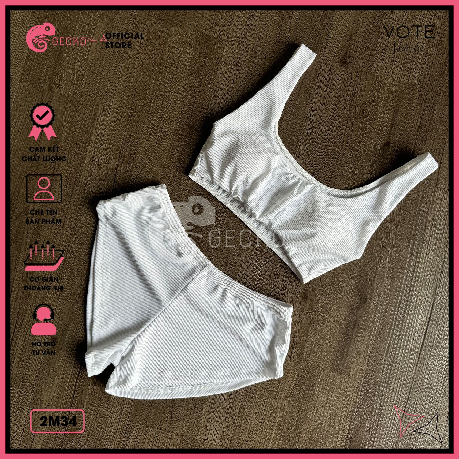  Bikini 2 Áo Crotop Phối Quần Đùi Thun Gân GECKO 2M34 