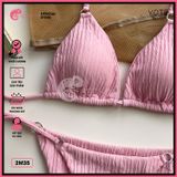 Bikini 2 Mảnh Tam Giác Thun Vằn Xốp Nhật Phối 6 Khoen GECKO 2M35 