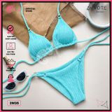  Bikini 2 Mảnh Tam Giác Thun Vằn Xốp Nhật Phối 6 Khoen GECKO 2M35 