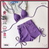  Bikini 2 Mảnh Tam Giác Phối Quần Đùi Thun Xốp Nhật GECKO 2M36 