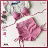  Bikini 2 Mảnh Tam Giác Phối Quần Đùi Thun Xốp Nhật GECKO 2M36 