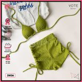  Bikini 2 Mảnh Tam Giác Phối Quần Đùi Thun Xốp Nhật GECKO 2M36 