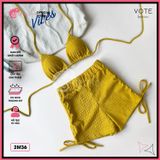  Bikini 2 Mảnh Tam Giác Phối Quần Đùi Thun Xốp Nhật GECKO 2M36 