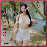  Bikini 2 Mảnh Tam Giác Phối Quần Đùi Thun Xốp Nhật GECKO 2M36 