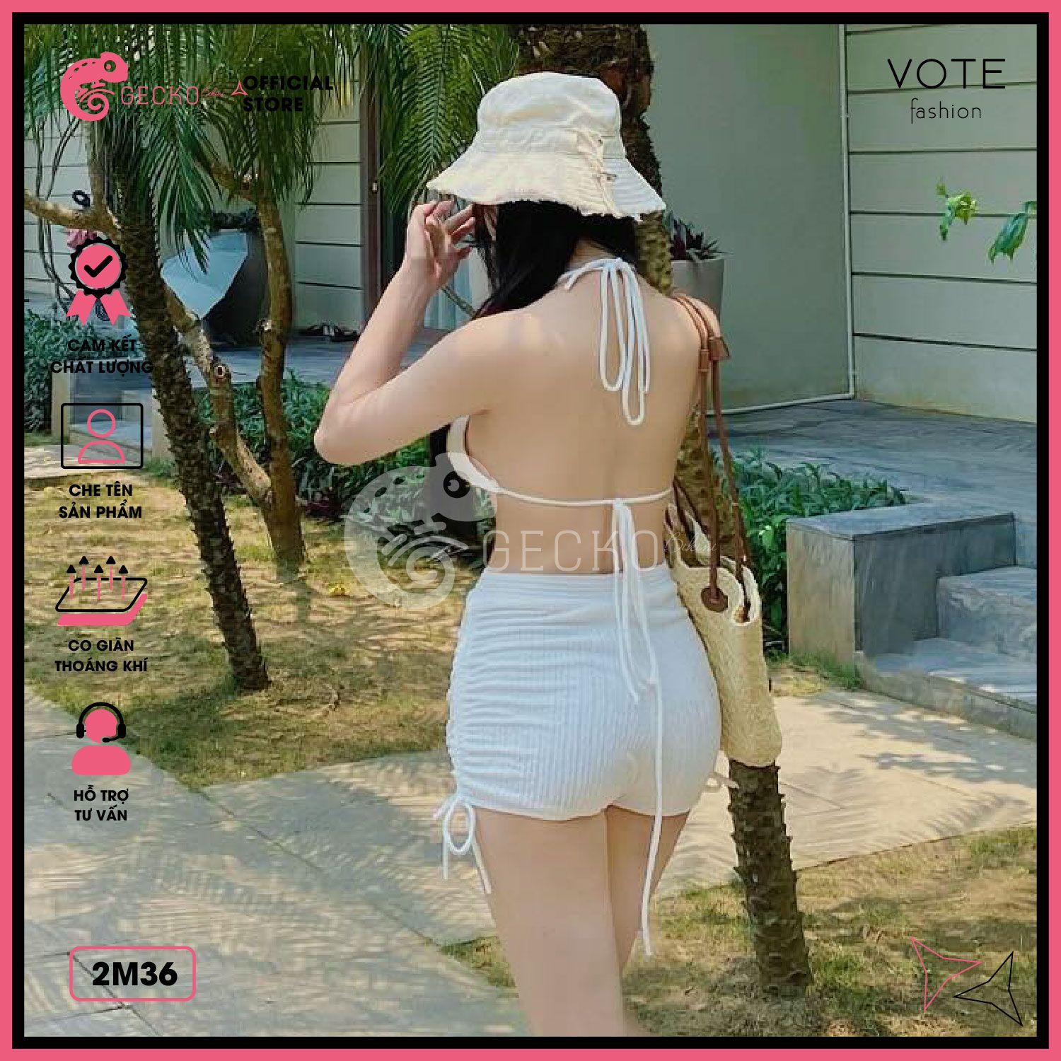  Bikini 2 Mảnh Tam Giác Phối Quần Đùi Thun Xốp Nhật GECKO 2M36 