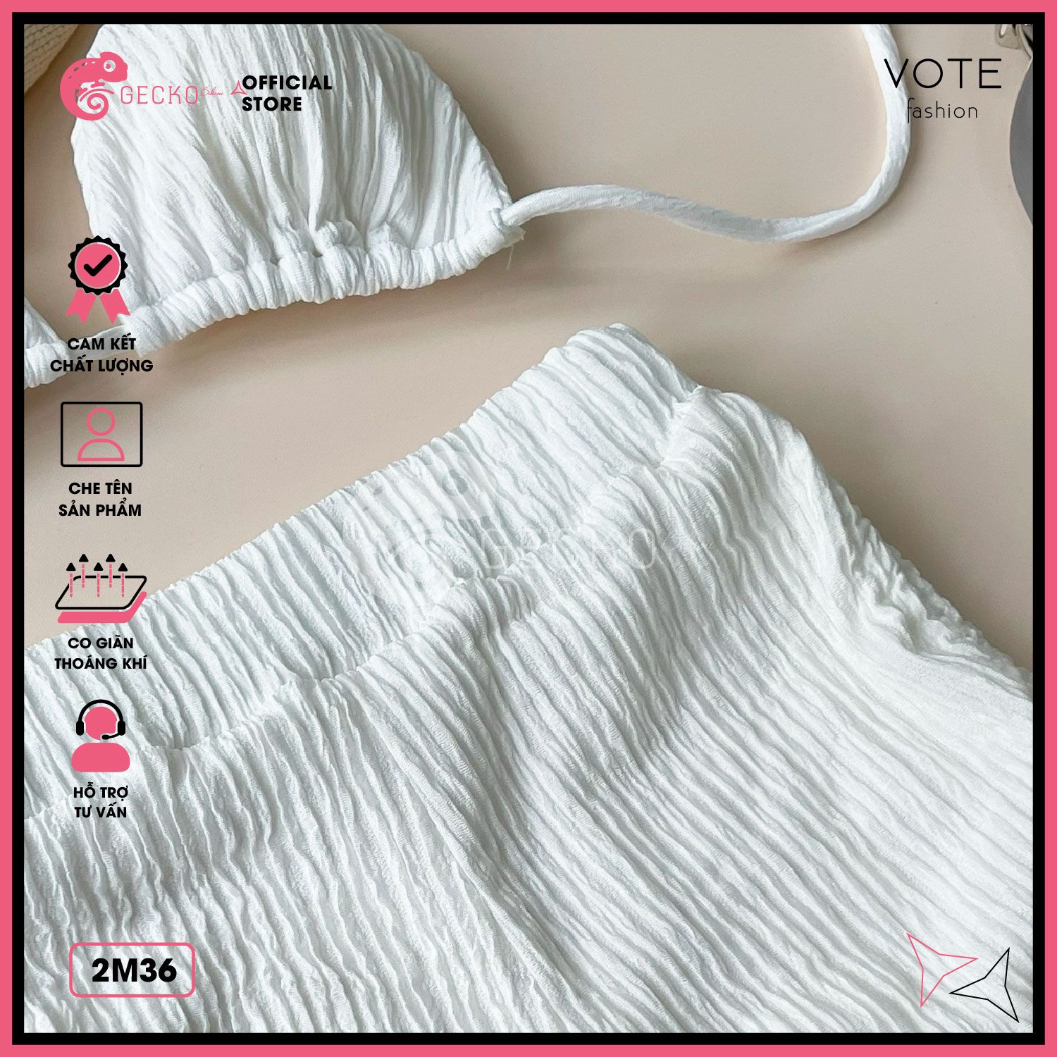  Bikini 2 Mảnh Tam Giác Phối Quần Đùi Thun Xốp Nhật GECKO 2M36 