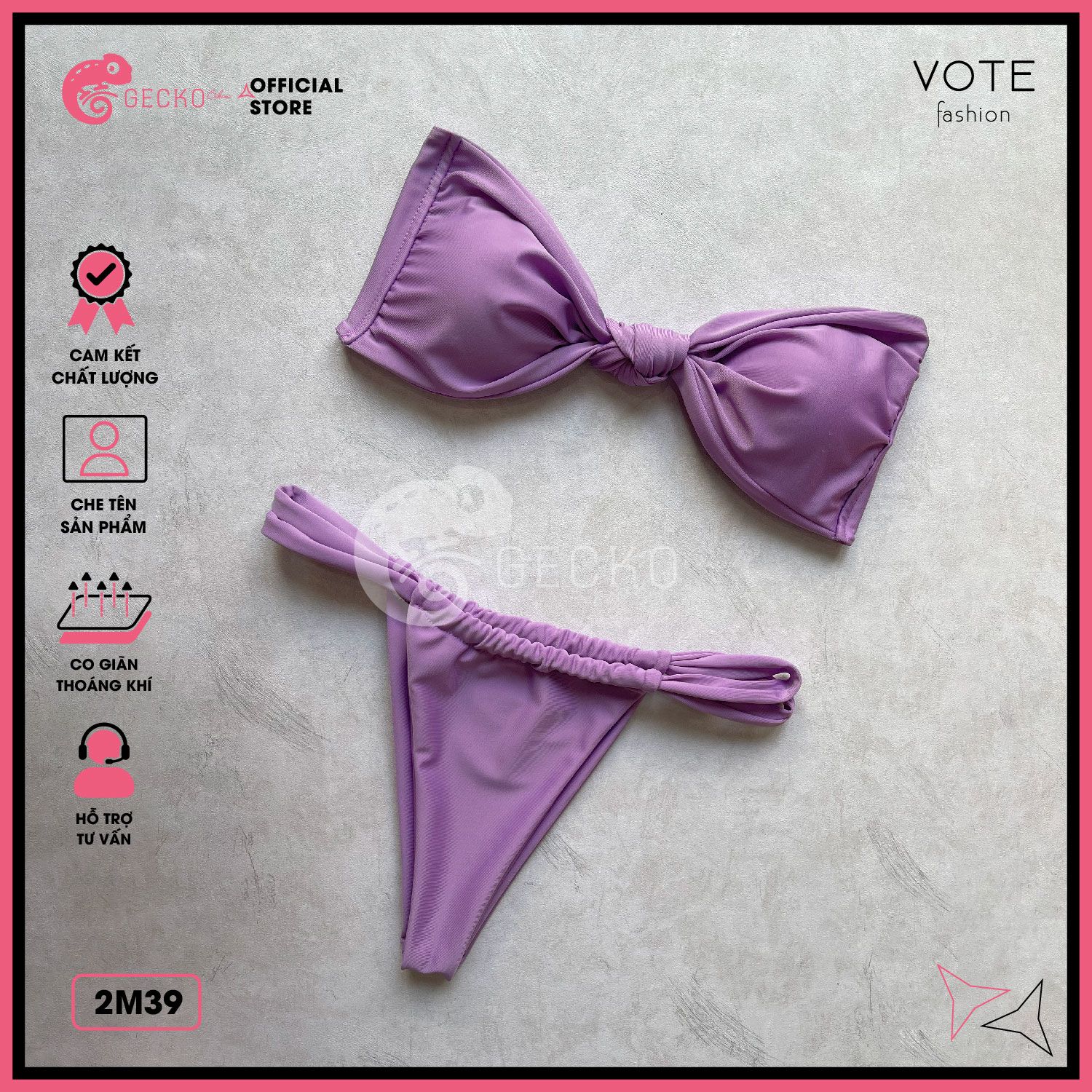  Bikini 2 Mảnh Áo Chéo Quần Nhỏ Đan Dây GECKO 2M39 