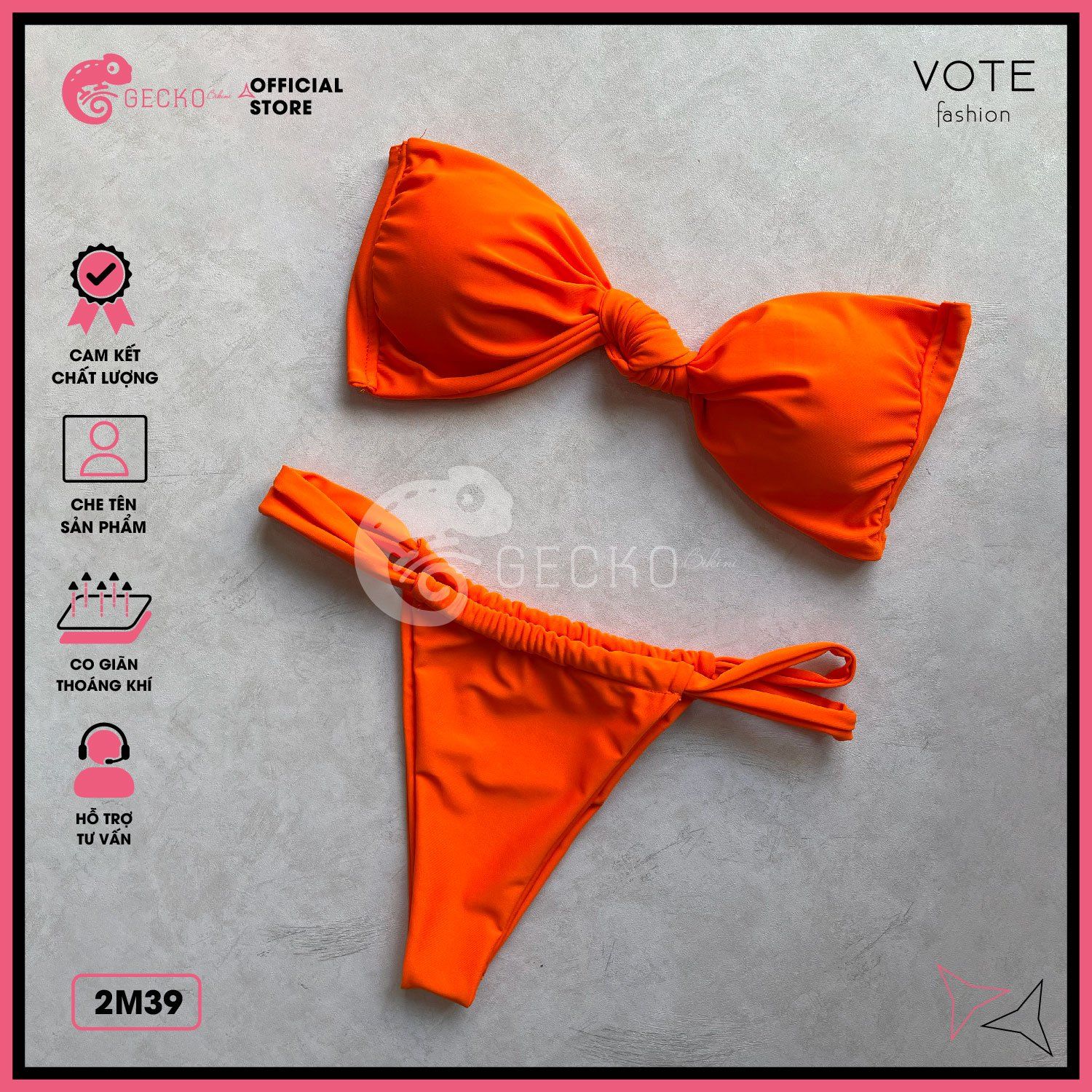  Bikini 2 Mảnh Áo Chéo Quần Nhỏ Đan Dây GECKO 2M39 