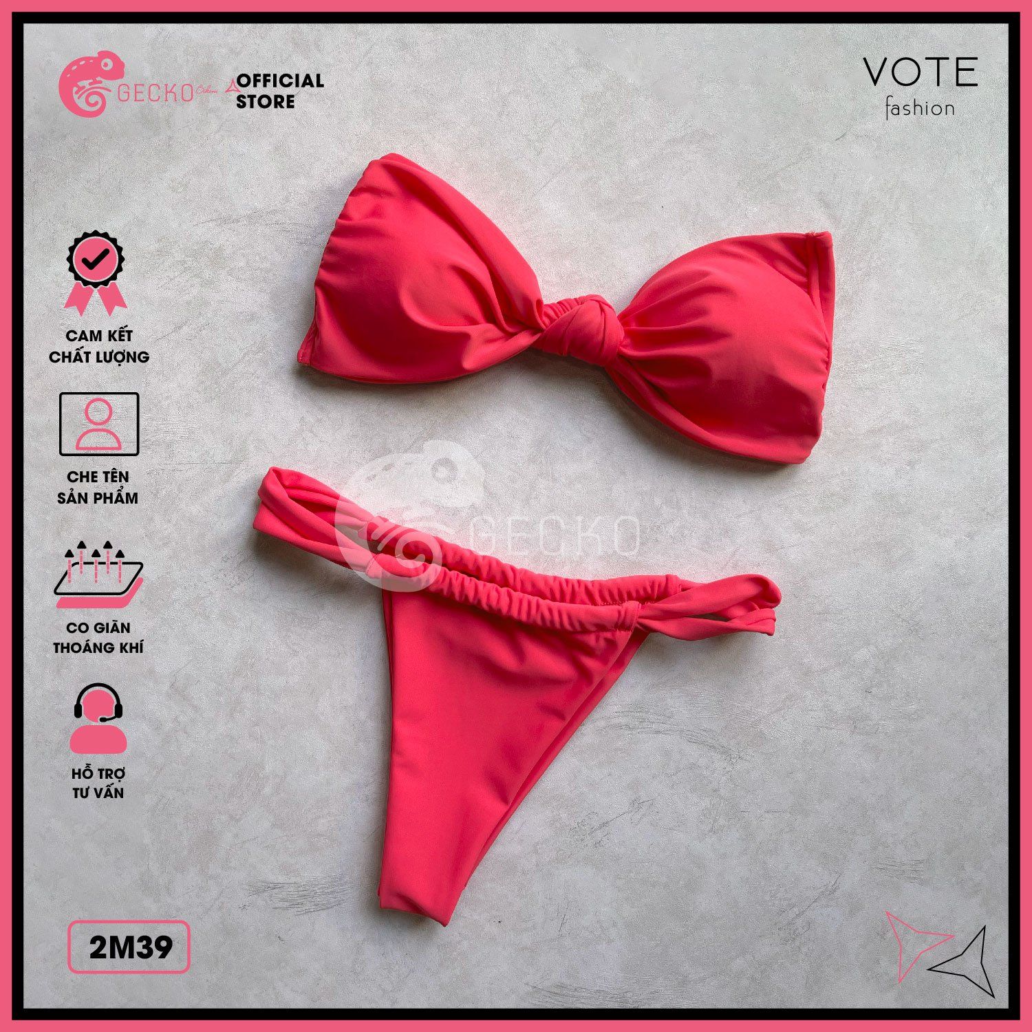  Bikini 2 Mảnh Áo Chéo Quần Nhỏ Đan Dây GECKO 2M39 