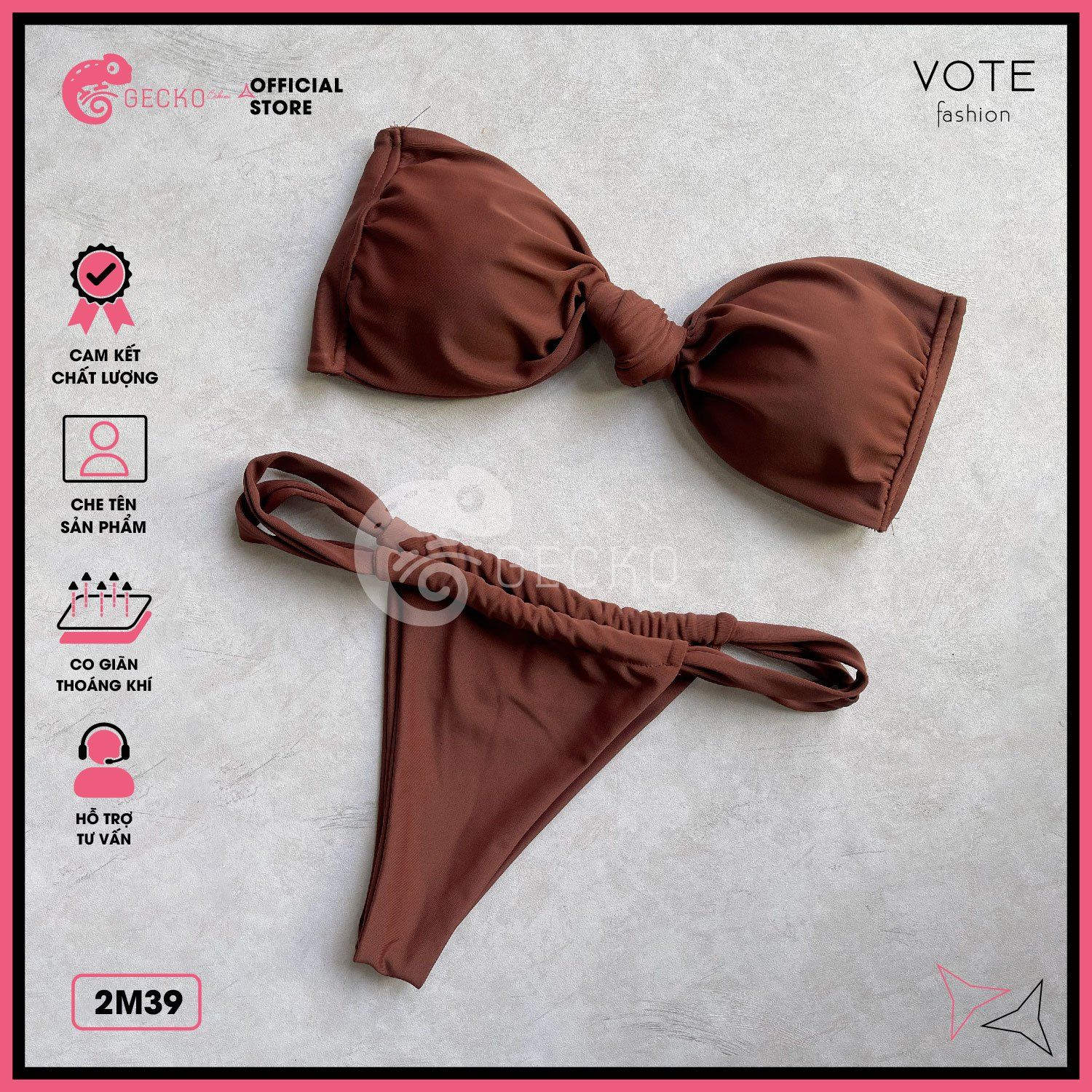  Bikini 2 Mảnh Áo Chéo Quần Nhỏ Đan Dây GECKO 2M39 