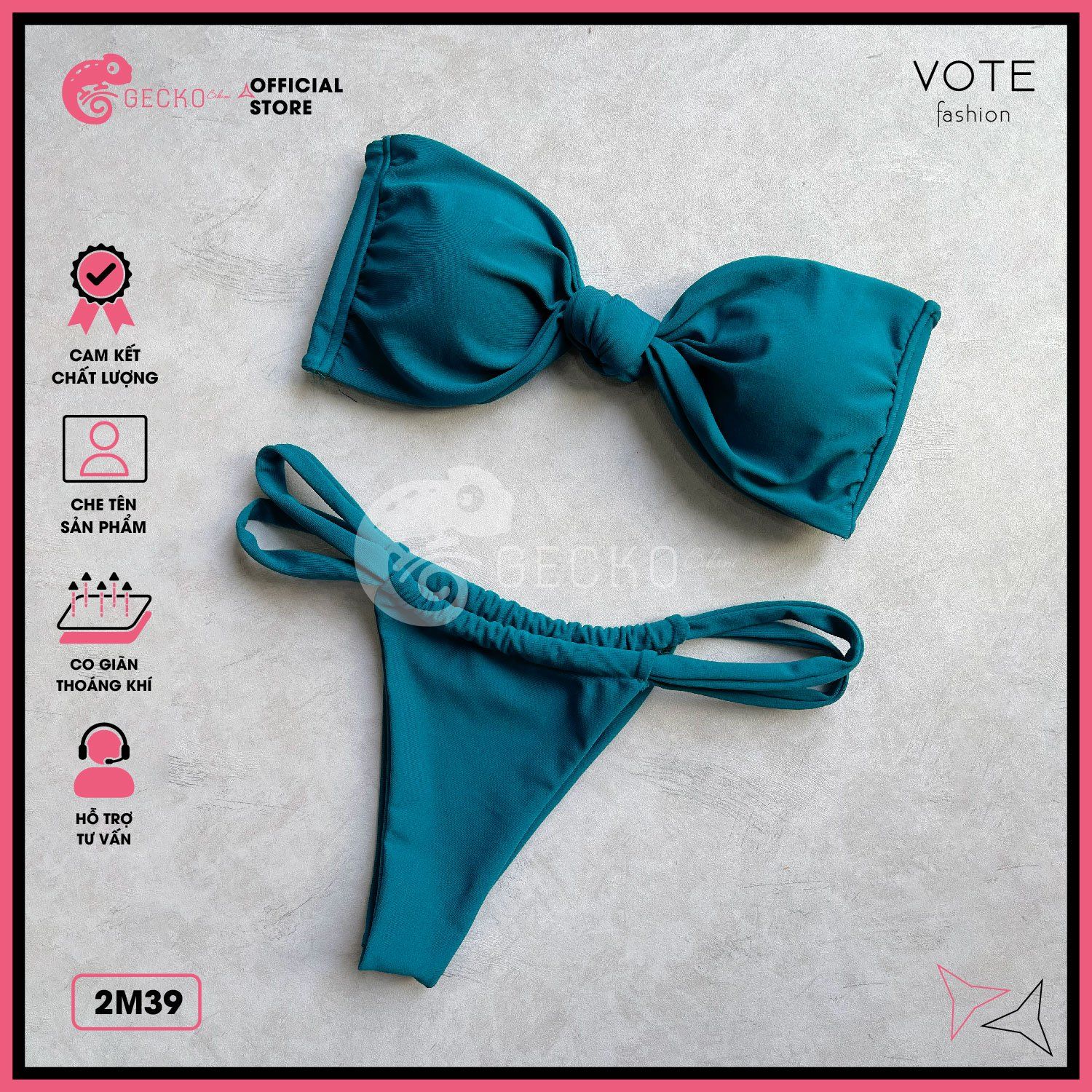  Bikini 2 Mảnh Áo Chéo Quần Nhỏ Đan Dây GECKO 2M39 