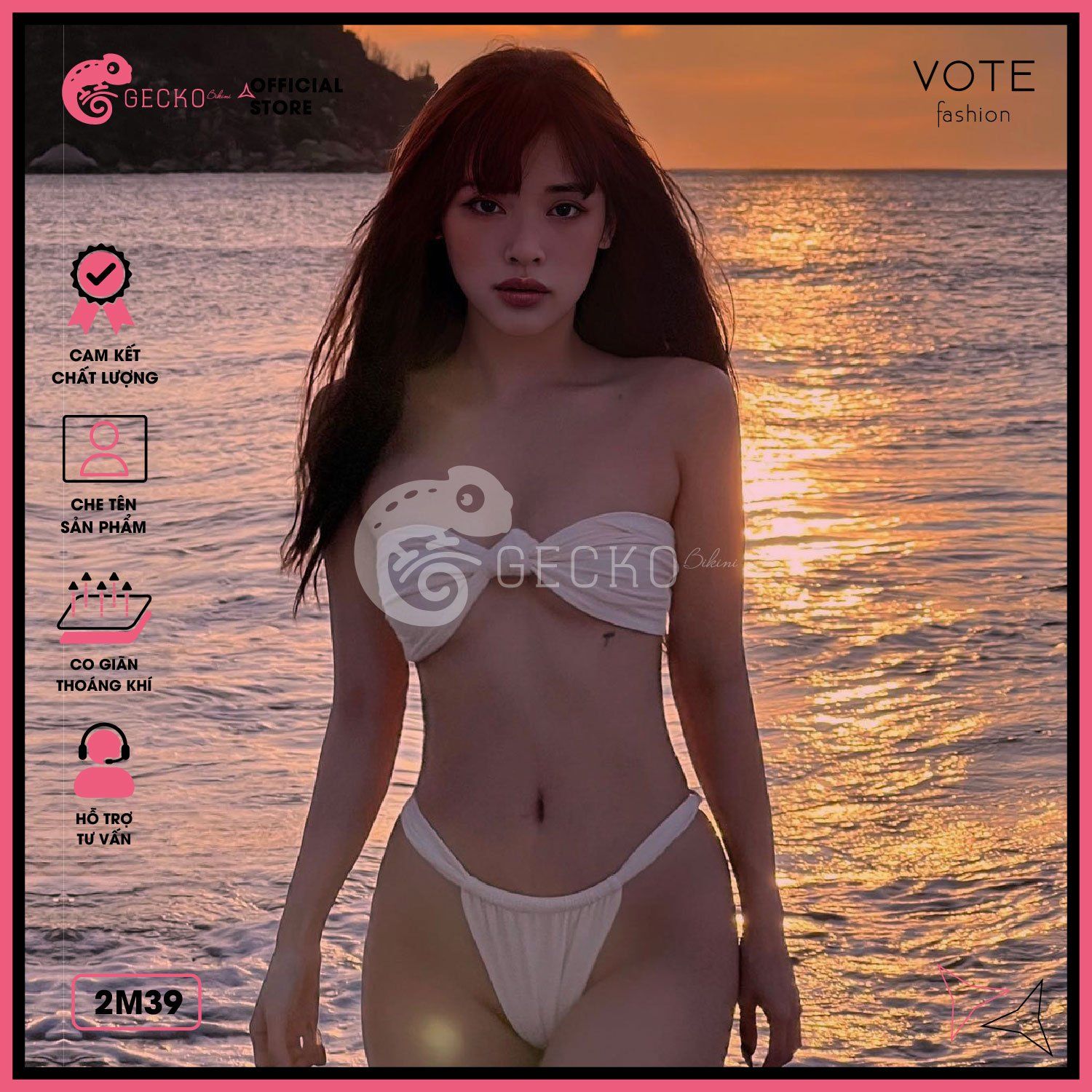  Bikini 2 Mảnh Áo Chéo Quần Nhỏ Đan Dây GECKO 2M39 