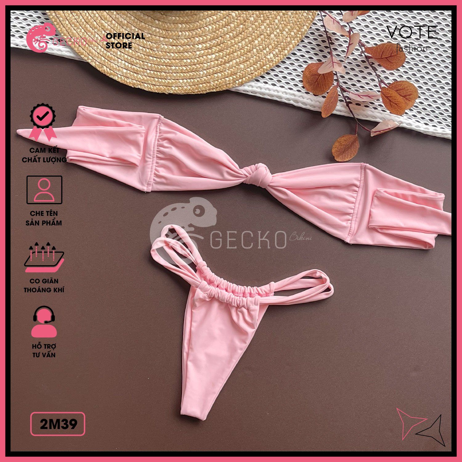  Bikini 2 Mảnh Áo Chéo Quần Nhỏ Đan Dây GECKO 2M39 