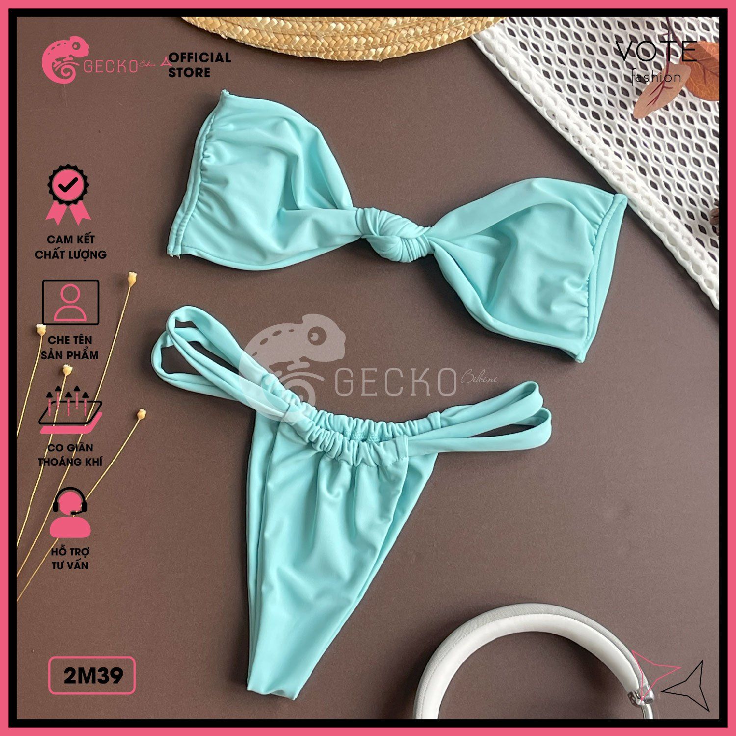  Bikini 2 Mảnh Áo Chéo Quần Nhỏ Đan Dây GECKO 2M39 