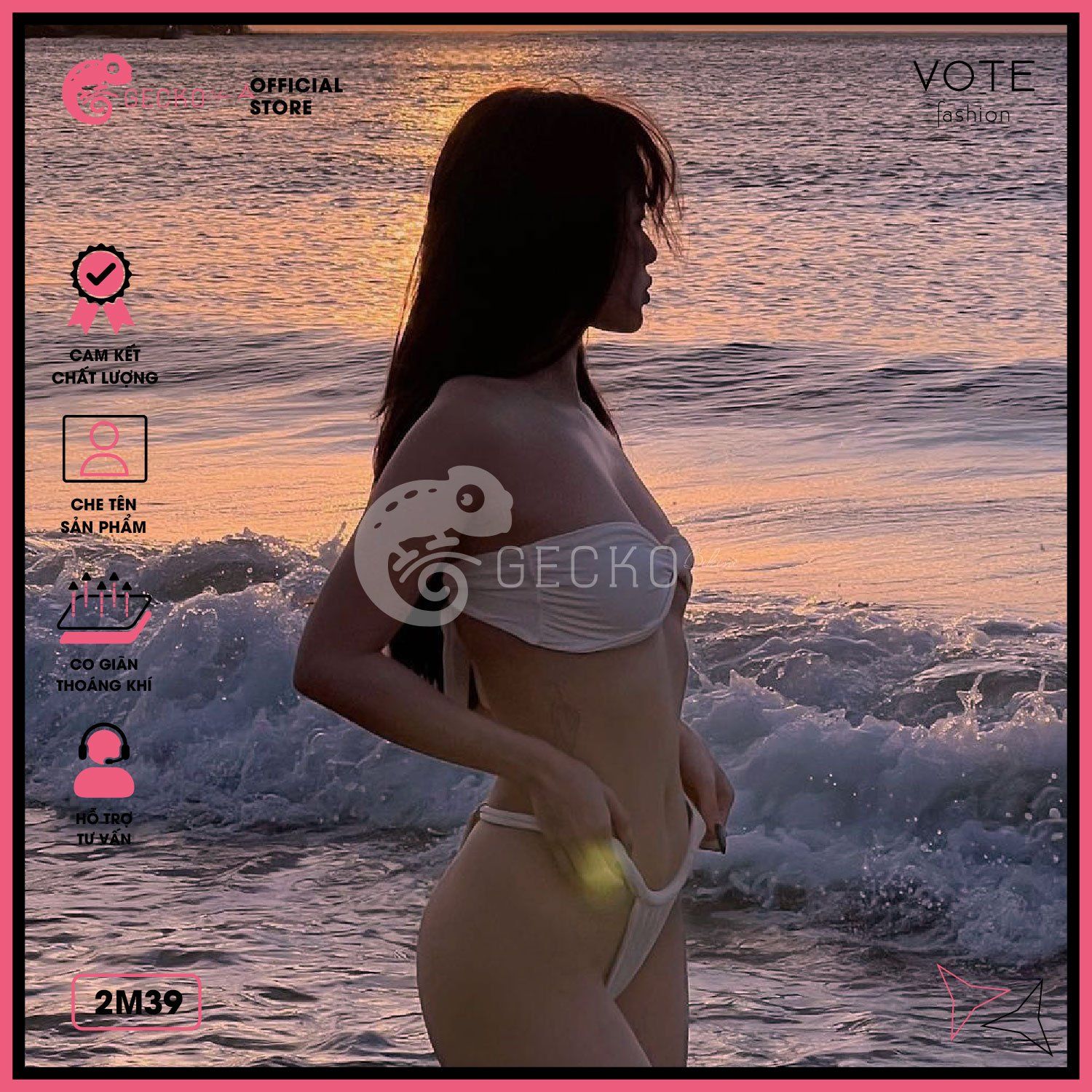  Bikini 2 Mảnh Áo Chéo Quần Nhỏ Đan Dây GECKO 2M39 