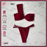  Bikini 2 Mảnh Áo Lệch Vai Quần Đan Dây GECKO 2M40 