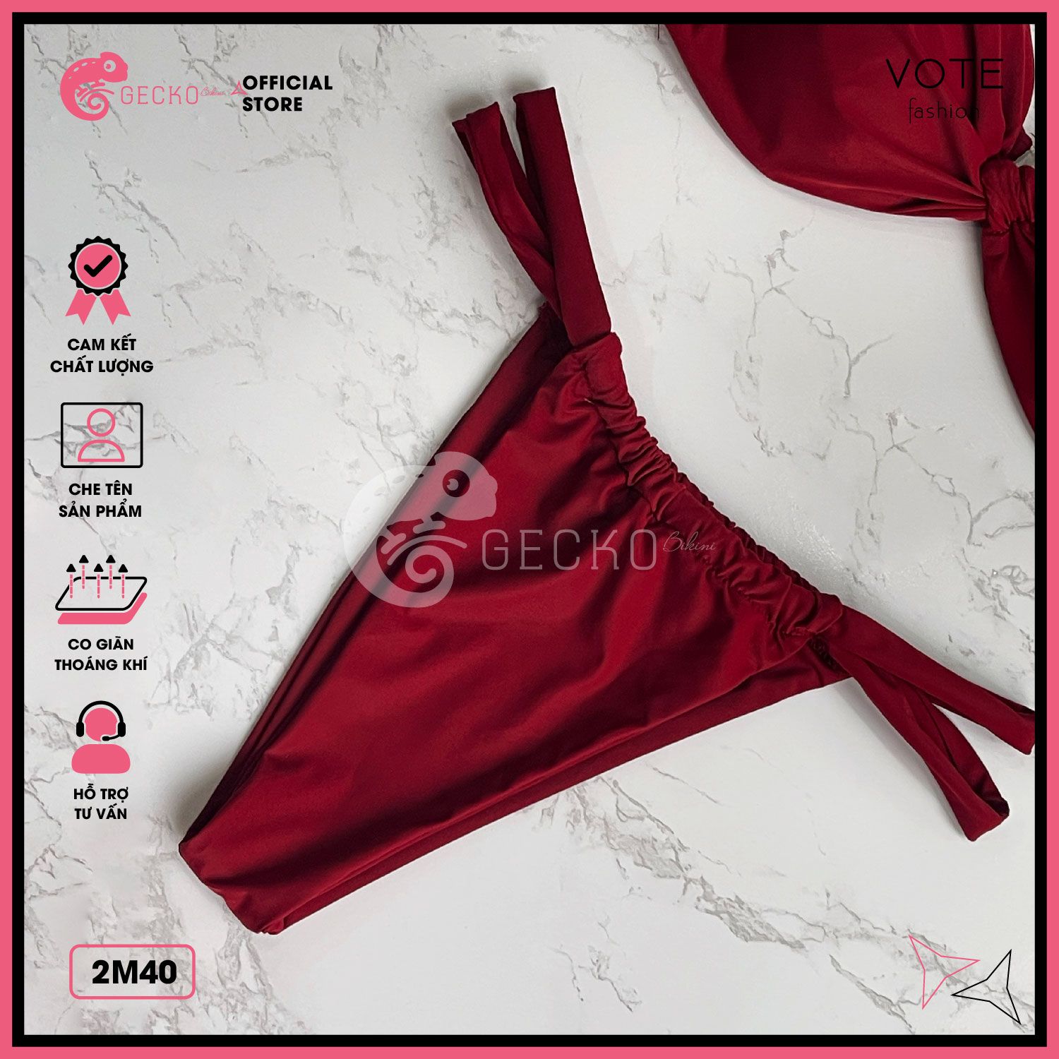  Bikini 2 Mảnh Áo Lệch Vai Quần Đan Dây GECKO 2M40 