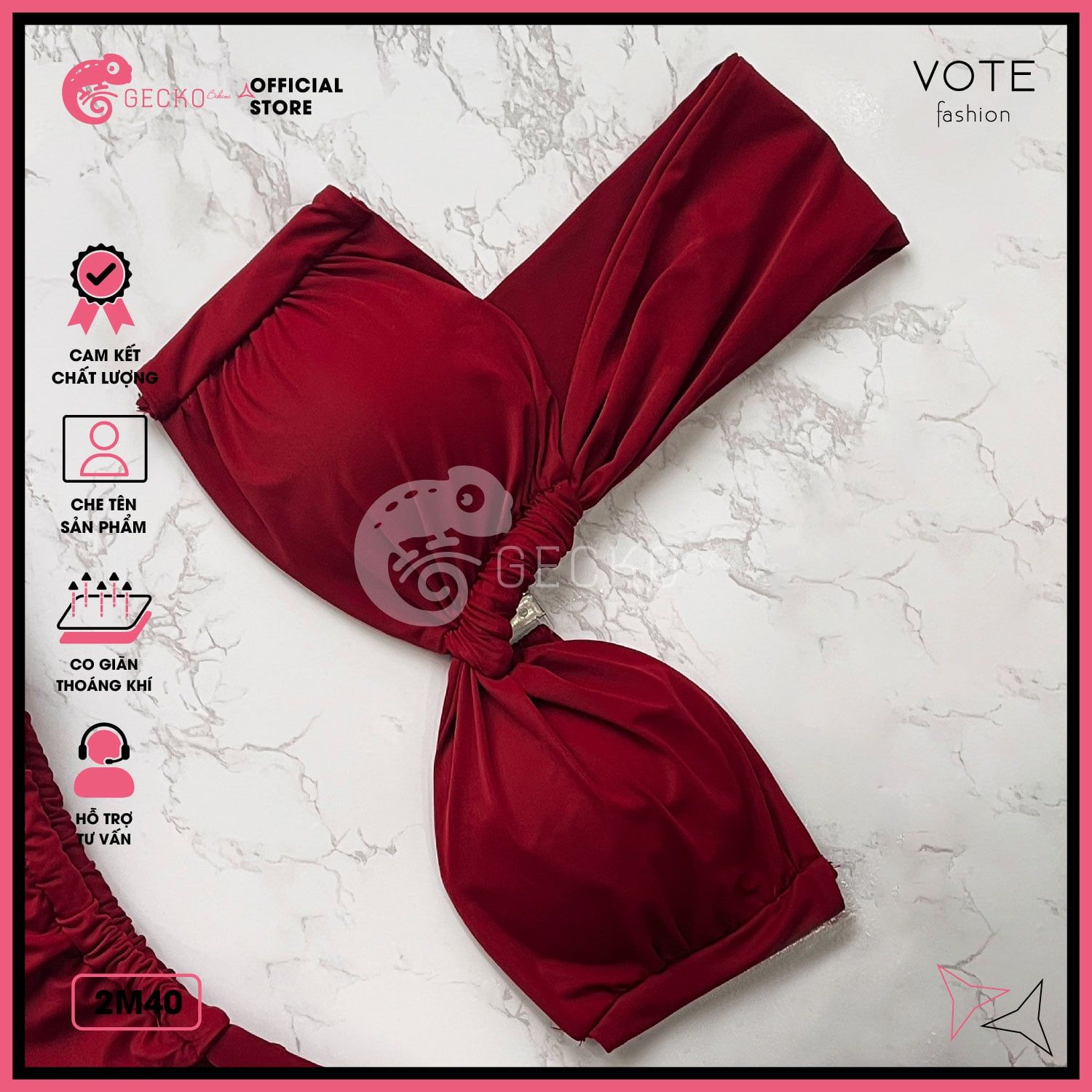  Bikini 2 Mảnh Áo Lệch Vai Quần Đan Dây GECKO 2M40 