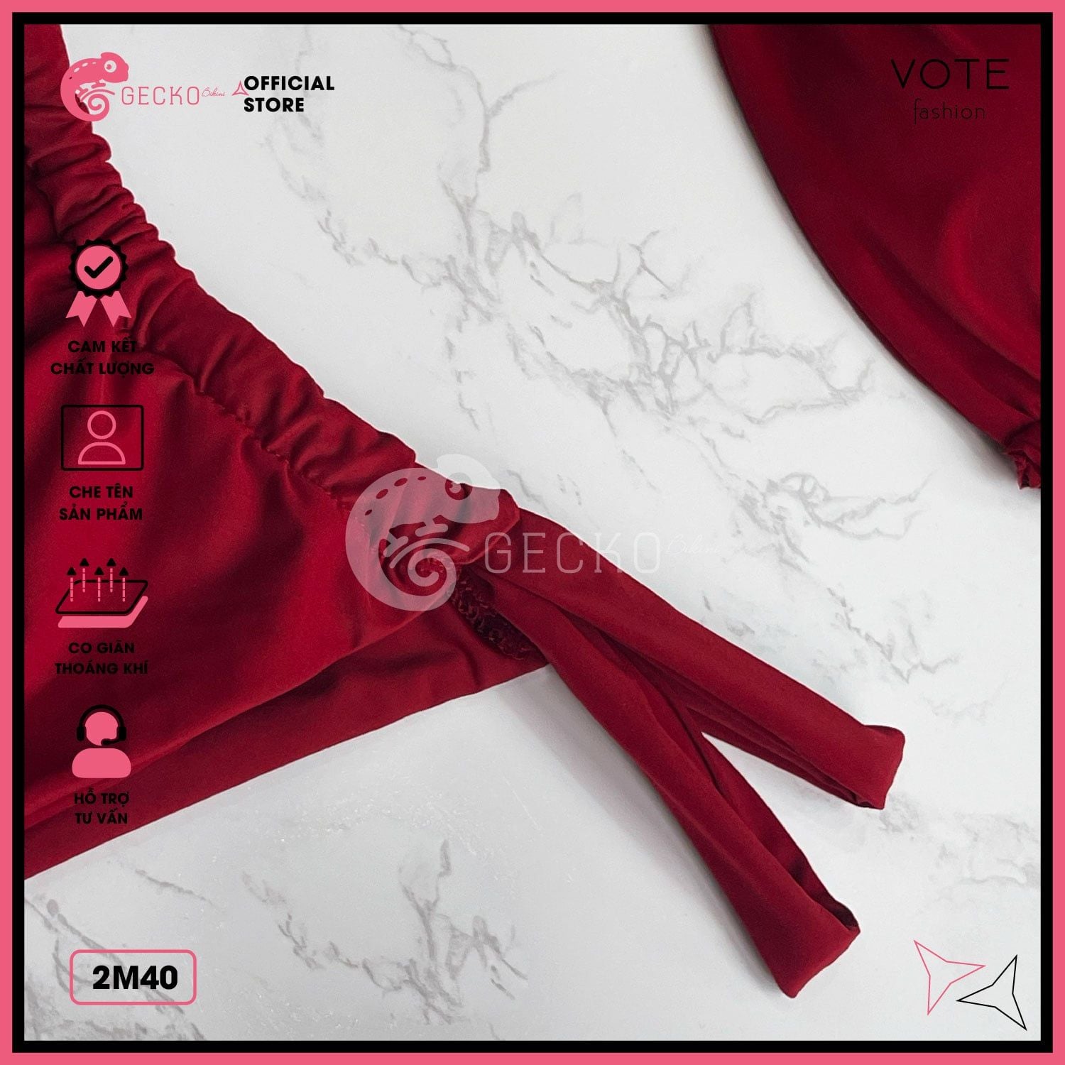  Bikini 2 Mảnh Áo Lệch Vai Quần Đan Dây GECKO 2M40 