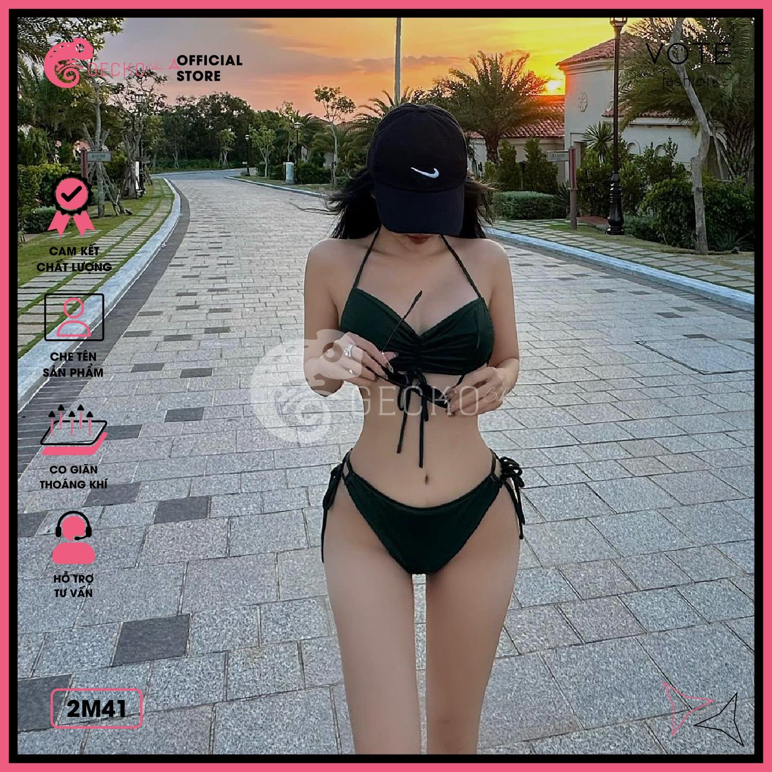  Bikini 2 Mảnh Áo Quần Dây Rút GECKO 2M41 