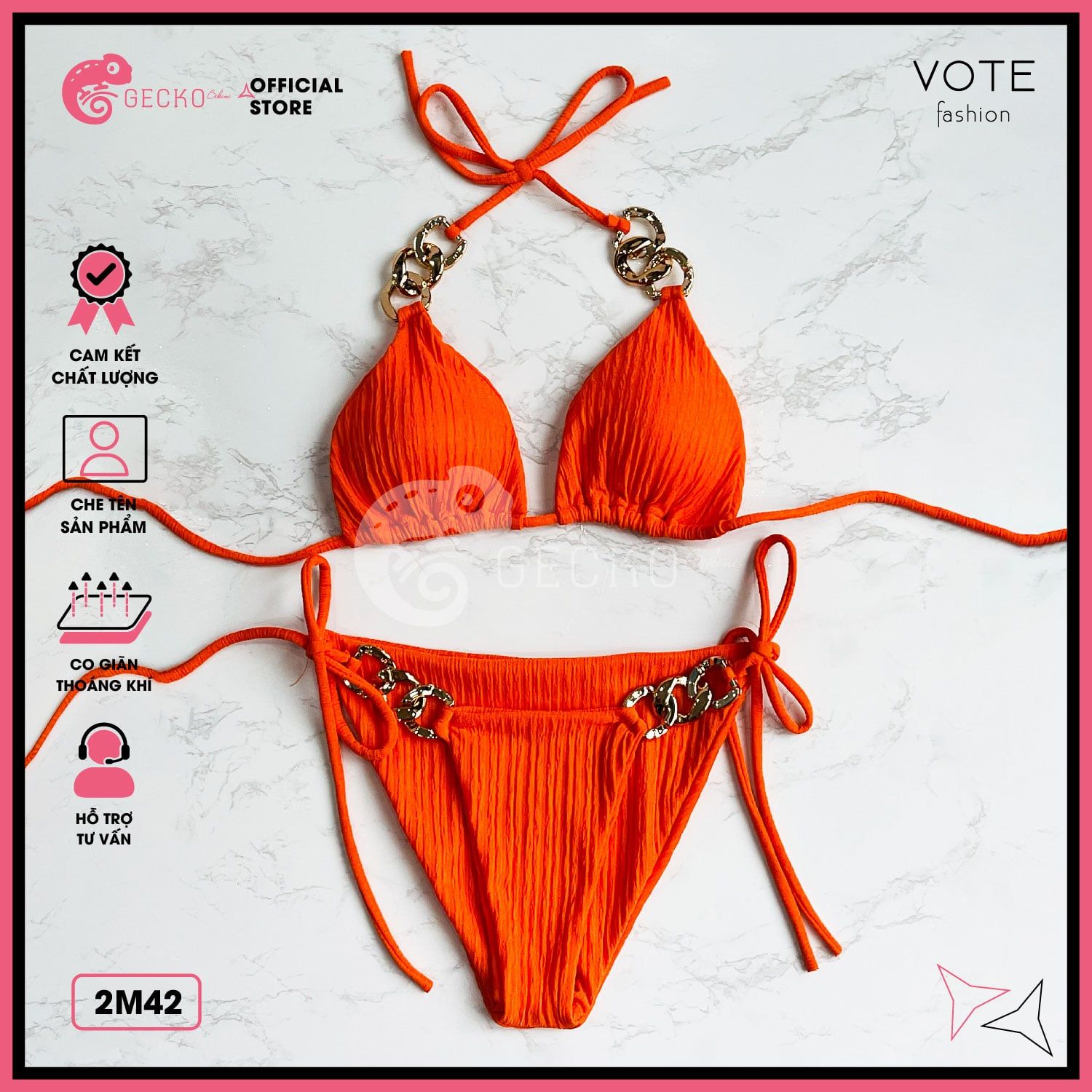  Bikini 2 Mảnh Tam Giác Phối Xích Xốp Nhật GECKO 2M42 