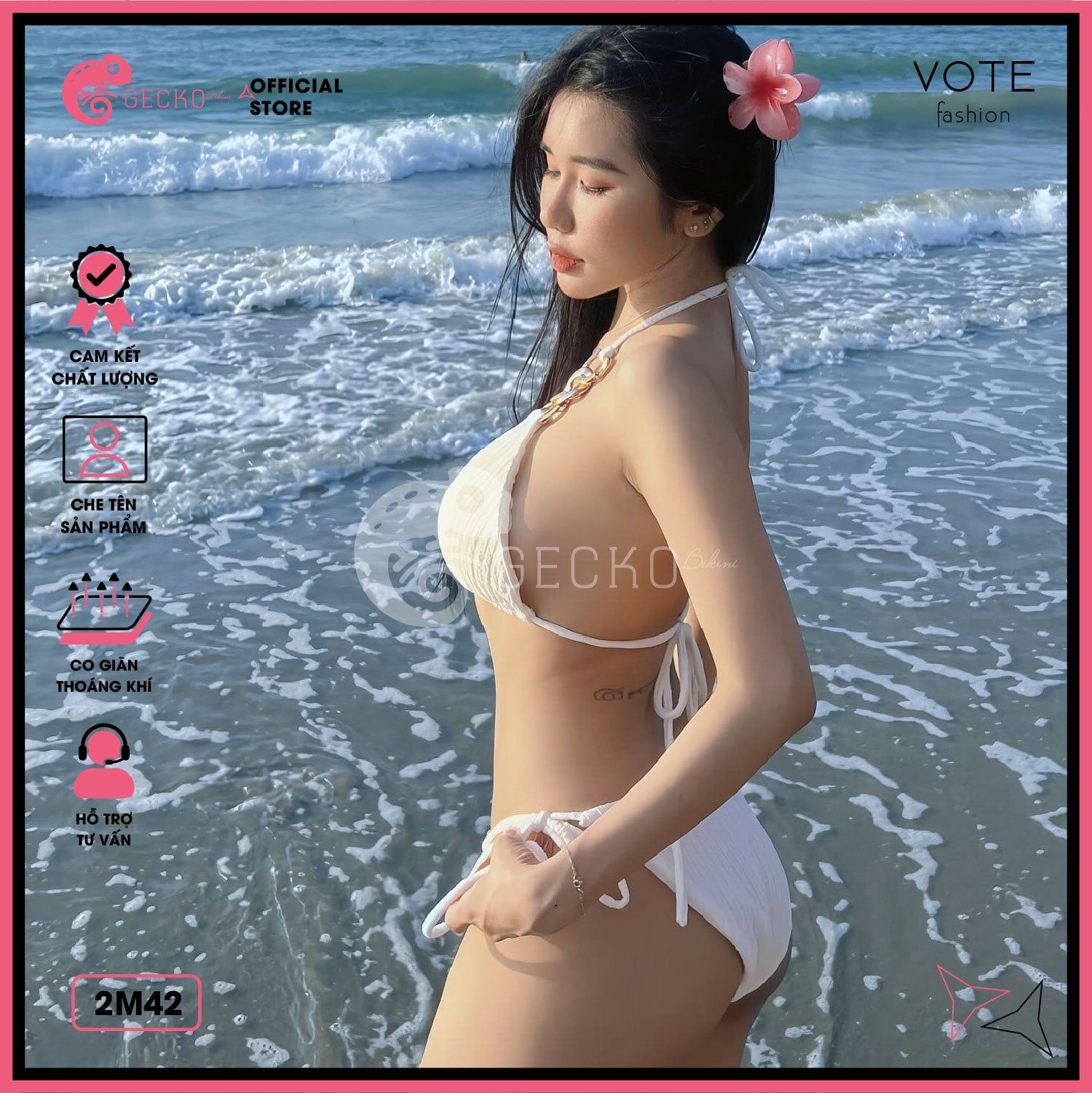  Bikini 2 Mảnh Tam Giác Phối Xích Xốp Nhật GECKO 2M42 