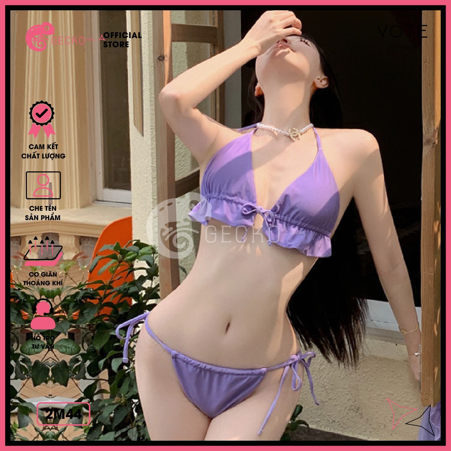  Bikini 2 Mảnh Áo Bèo Quần Nhỏ Rút Dây GECKO 2M44 