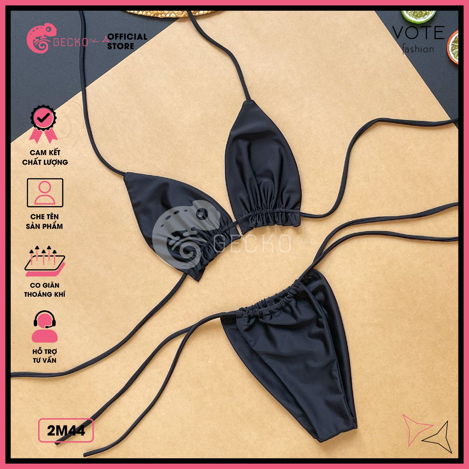  Bikini 2 Mảnh Áo Bèo Quần Nhỏ Rút Dây GECKO 2M44 