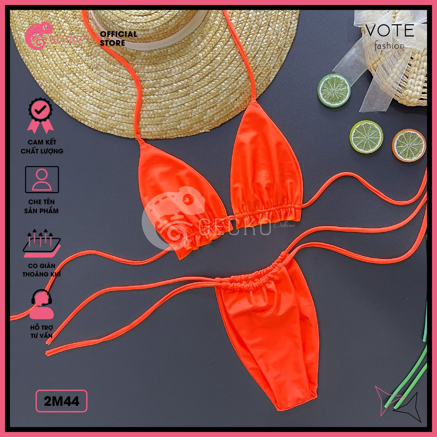  Bikini 2 Mảnh Áo Bèo Quần Nhỏ Rút Dây GECKO 2M44 