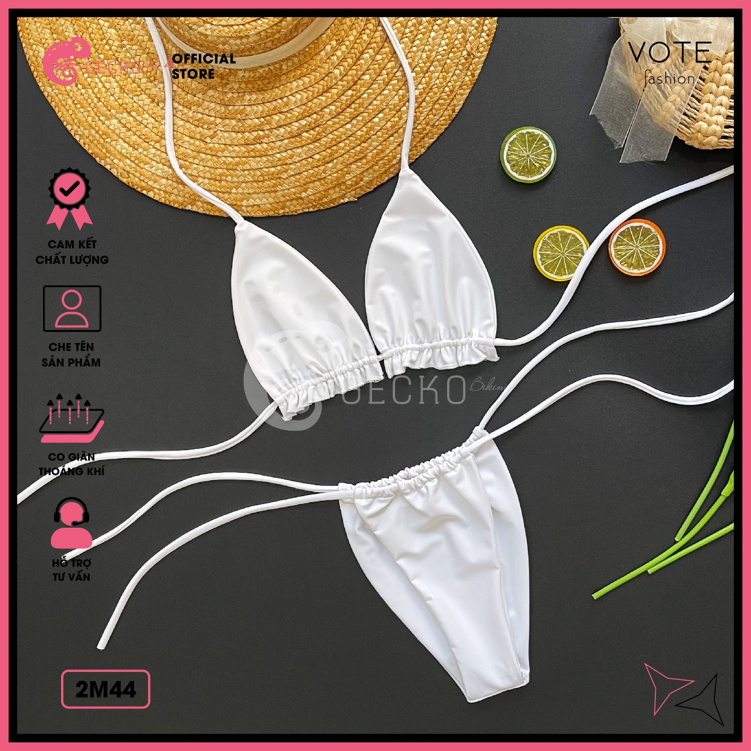  Bikini 2 Mảnh Áo Bèo Quần Nhỏ Rút Dây GECKO 2M44 