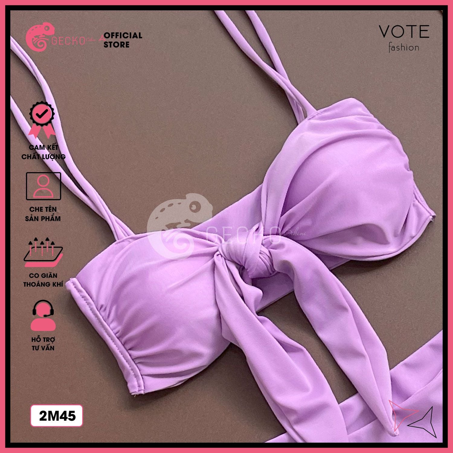  Bikini 2 Mảnh Áo Nơ Phối Quần Cột Dây GECKO 2M45 
