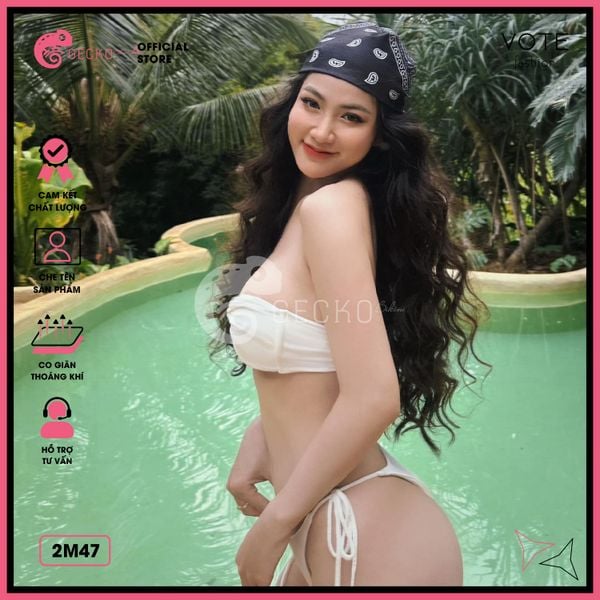  Bikini 2 Mảnh Áo Xoắn Ngực Phối Quần Cột Dây GECKO 2M47 