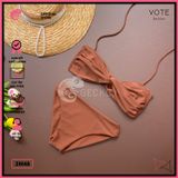  Bikini 2 Mảnh Áo Xoắn Ngực Phối Quần Chip Trơn GECKO 2M48 