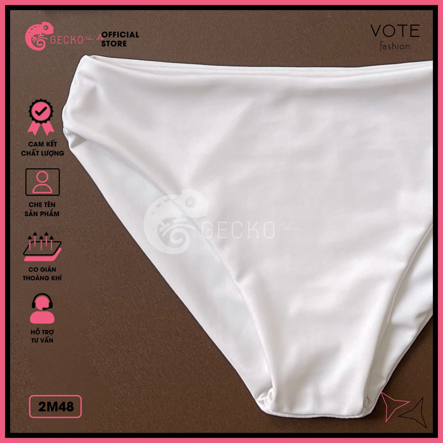  Bikini 2 Mảnh Áo Xoắn Ngực Phối Quần Chip Trơn GECKO 2M48 