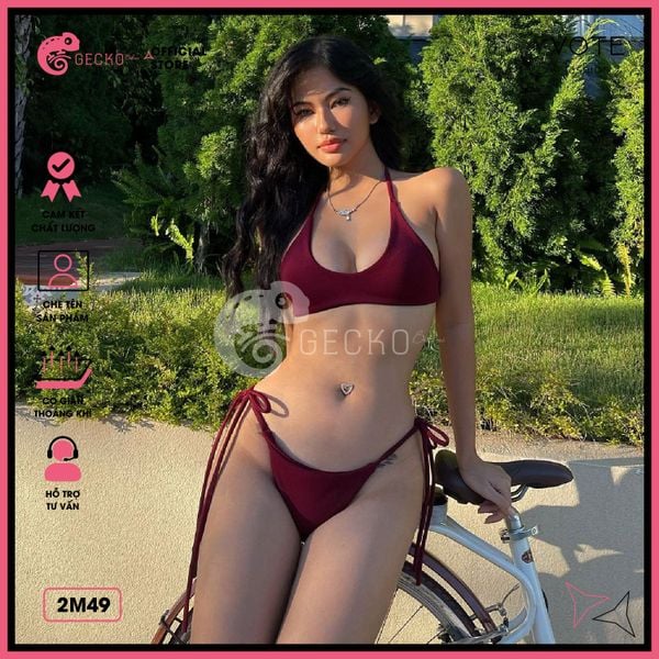  Bikini 2 Mảnh Áo Cột Dây Cổ Vuông Sexy GECKO 2M49 