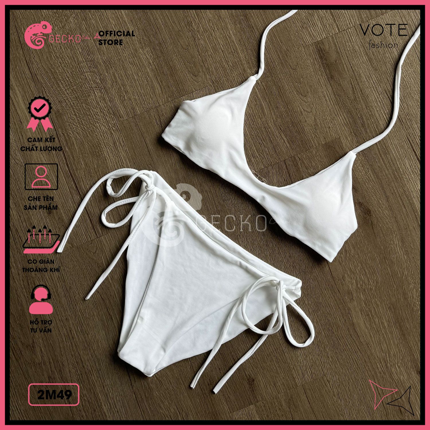  Bikini 2 Mảnh Áo Cột Dây Cổ Vuông Sexy GECKO 2M49 