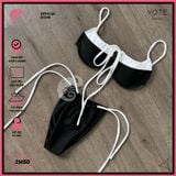  Bikini 2 Mảnh Gọng Áo Phối Line Trắng Rút Dây Vintage GECKO 2M50 