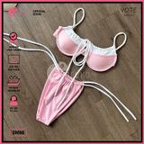  Bikini 2 Mảnh Gọng Áo Phối Line Trắng Rút Dây Vintage GECKO 2M50 