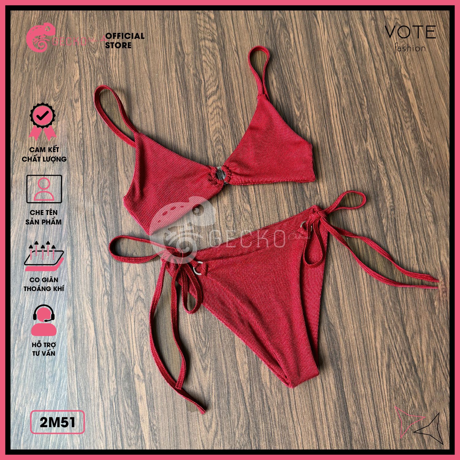  Bikini 2 Mảnh Xốp Tăm Phối Khoen GECKO 2M51 