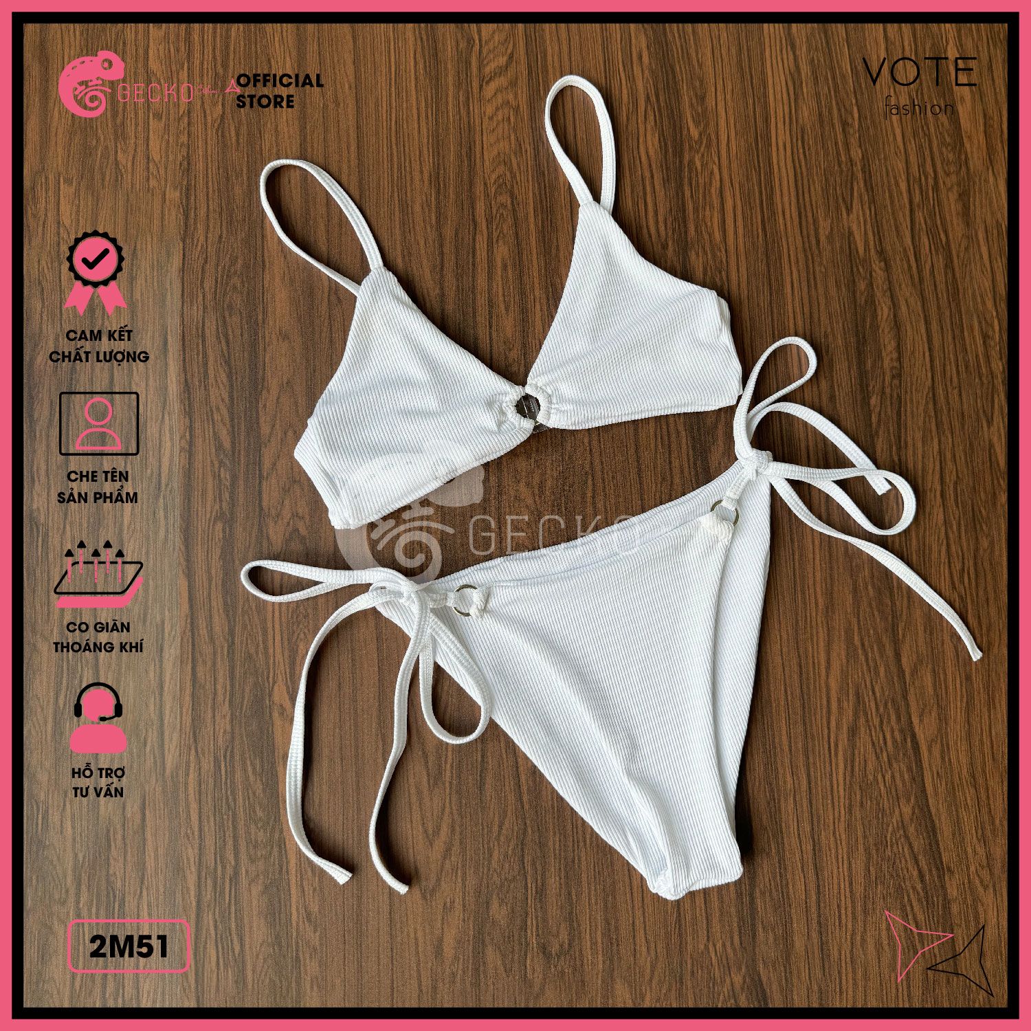  Bikini 2 Mảnh Xốp Tăm Phối Khoen GECKO 2M51 