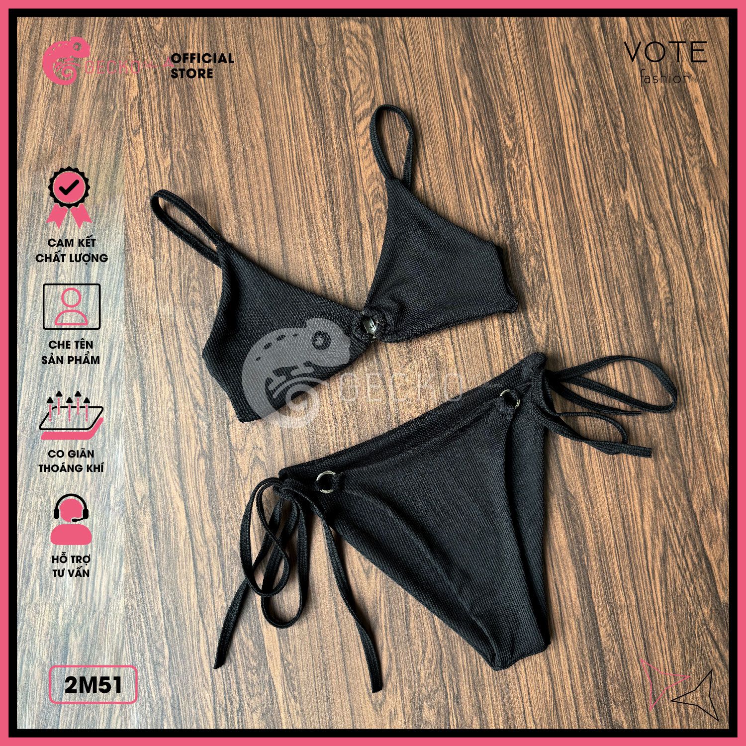  Bikini 2 Mảnh Xốp Tăm Phối Khoen GECKO 2M51 