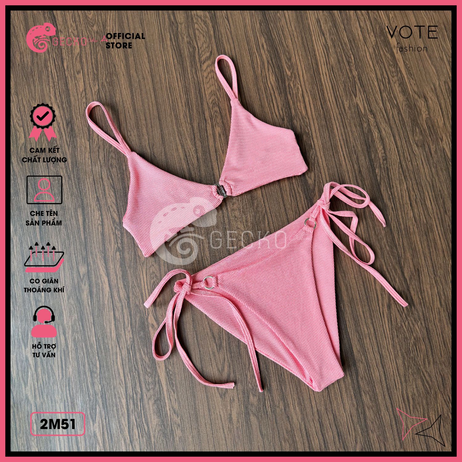  Bikini 2 Mảnh Xốp Tăm Phối Khoen GECKO 2M51 
