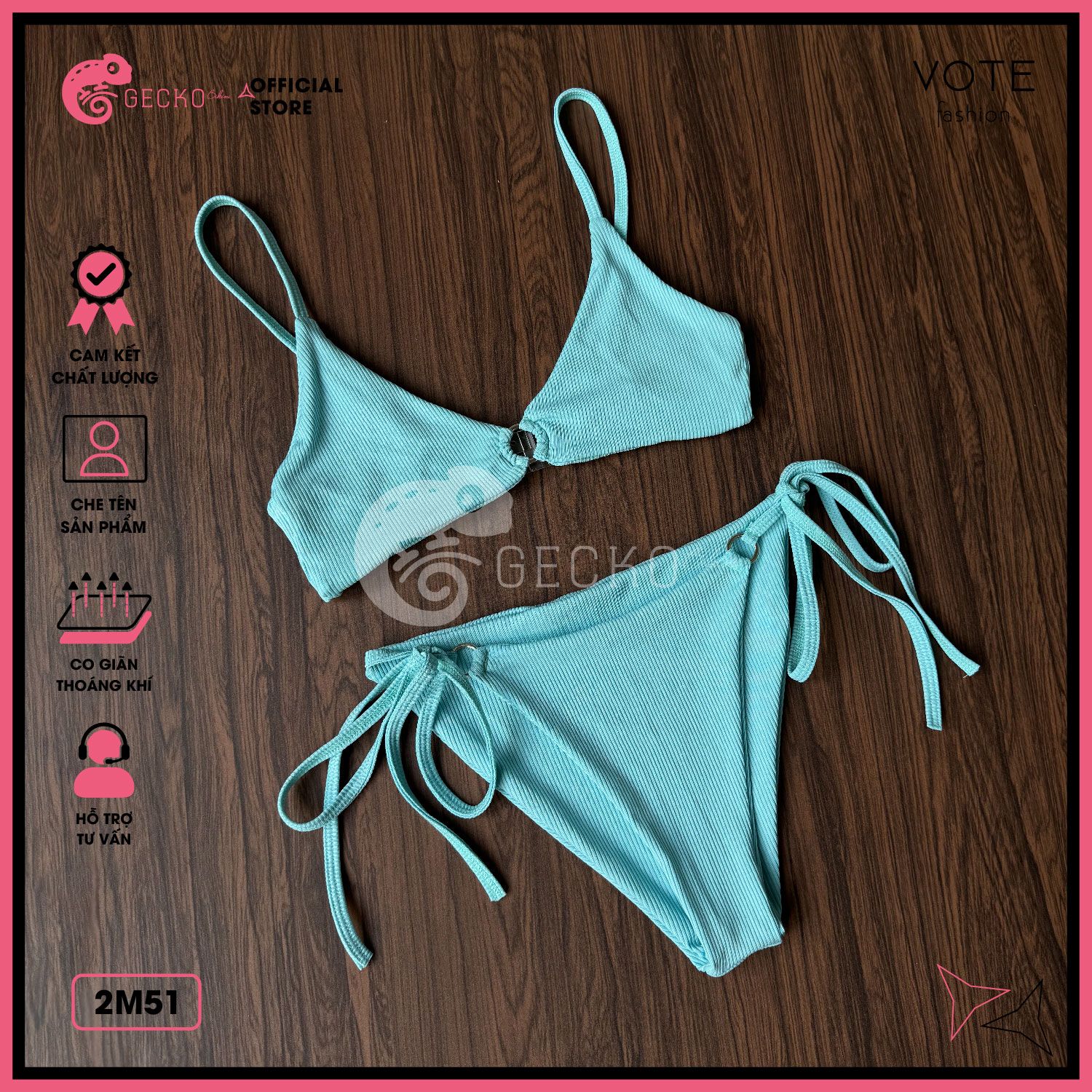  Bikini 2 Mảnh Xốp Tăm Phối Khoen GECKO 2M51 