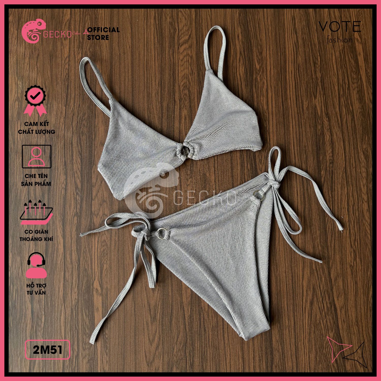  Bikini 2 Mảnh Xốp Tăm Phối Khoen GECKO 2M51 