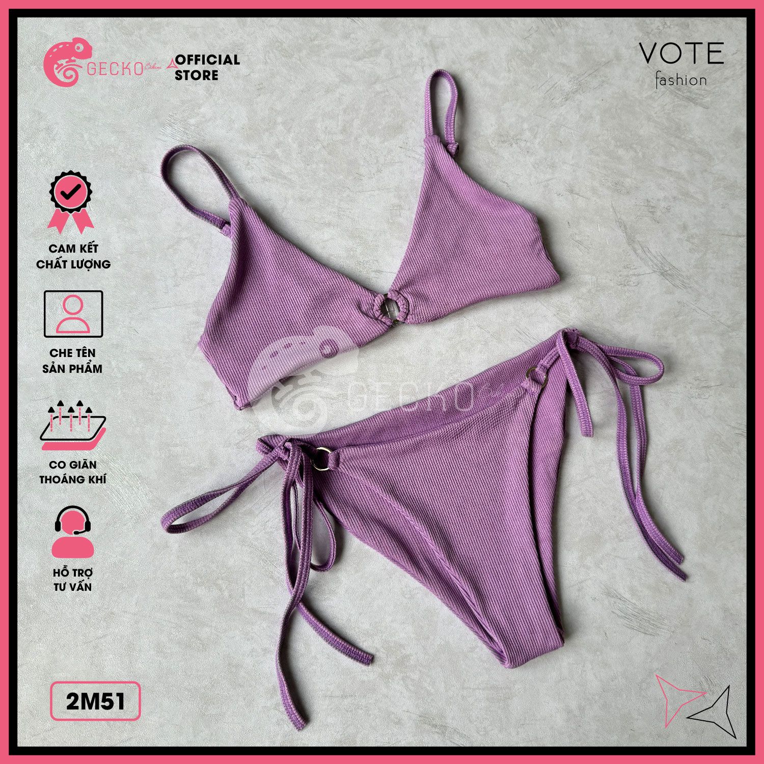  Bikini 2 Mảnh Xốp Tăm Phối Khoen GECKO 2M51 