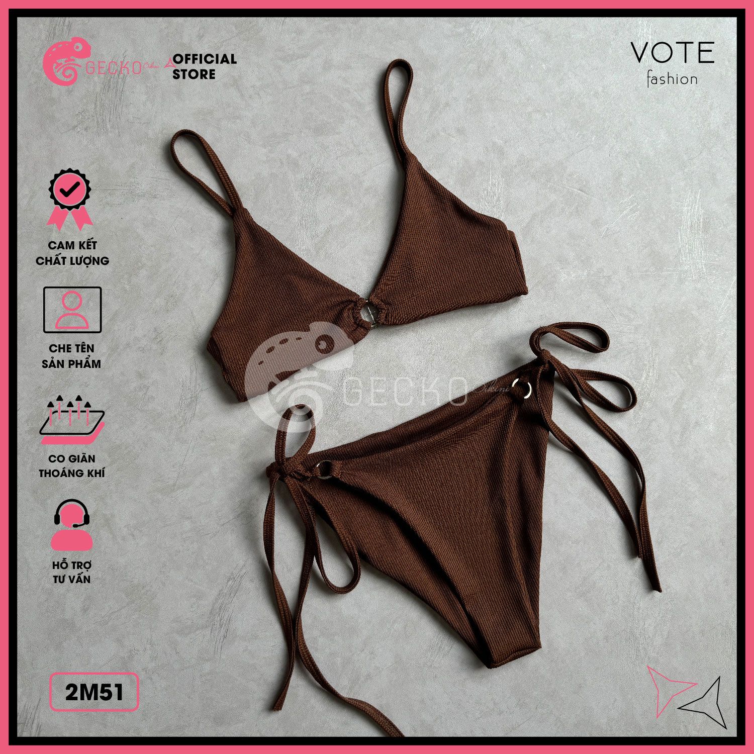  Bikini 2 Mảnh Xốp Tăm Phối Khoen GECKO 2M51 