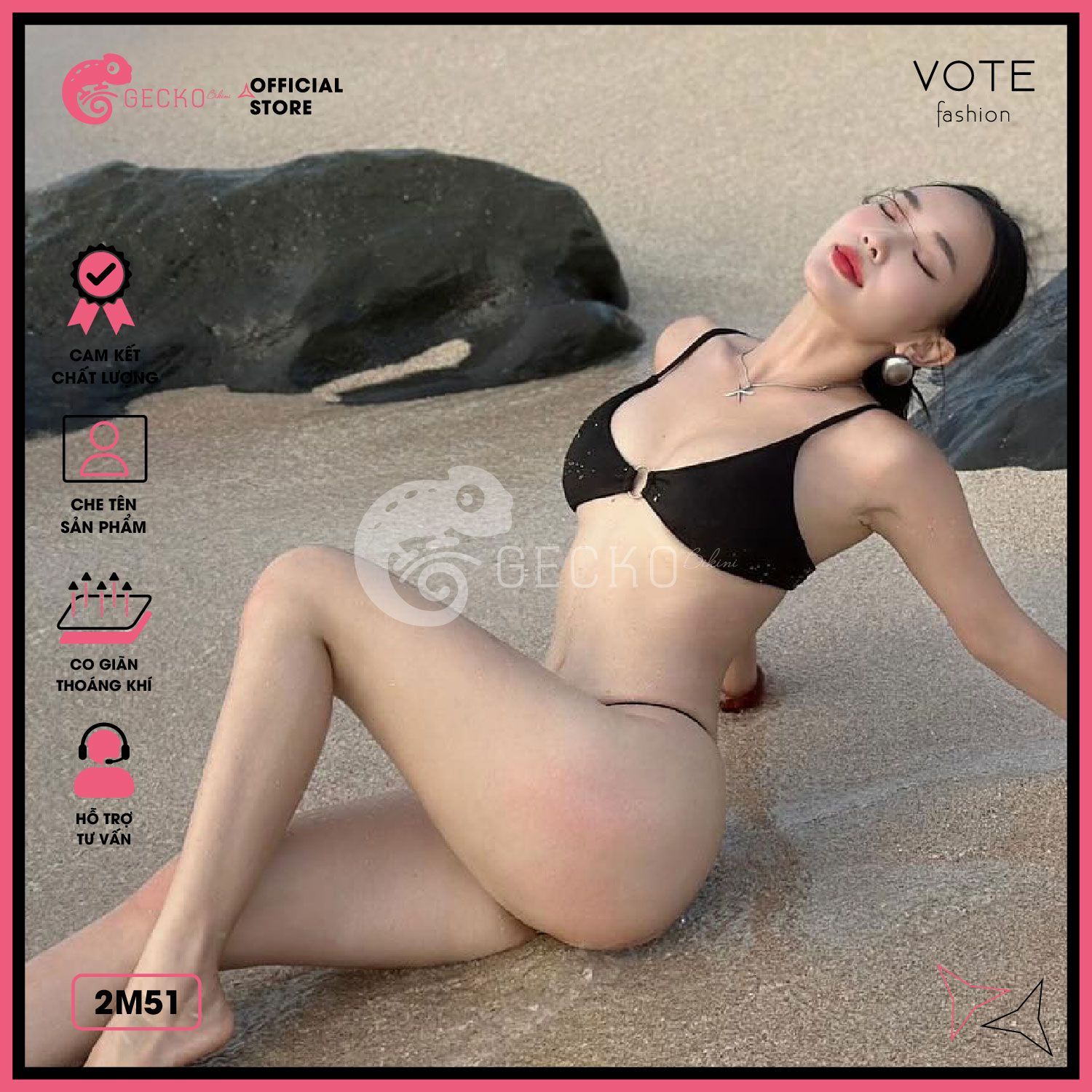  Bikini 2 Mảnh Xốp Tăm Phối Khoen GECKO 2M51 