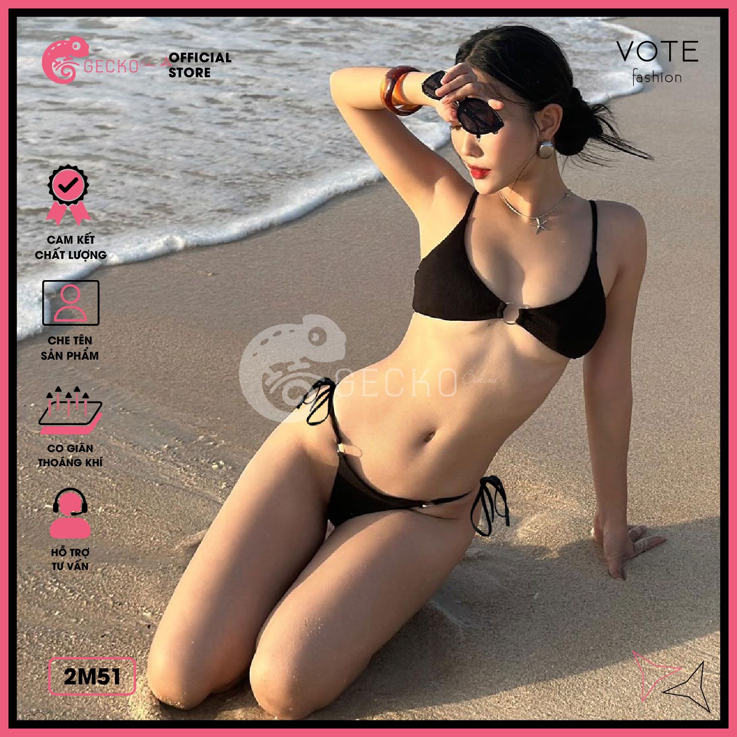  Bikini 2 Mảnh Xốp Tăm Phối Khoen GECKO 2M51 