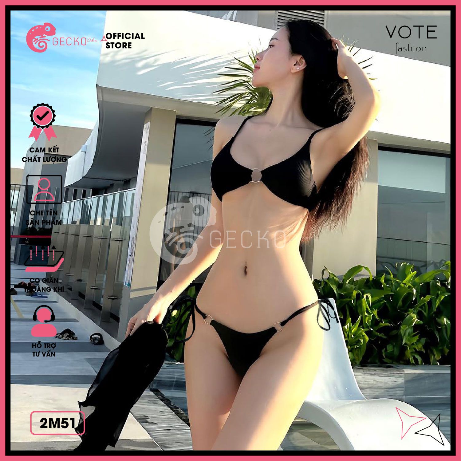  Bikini 2 Mảnh Xốp Tăm Phối Khoen GECKO 2M51 