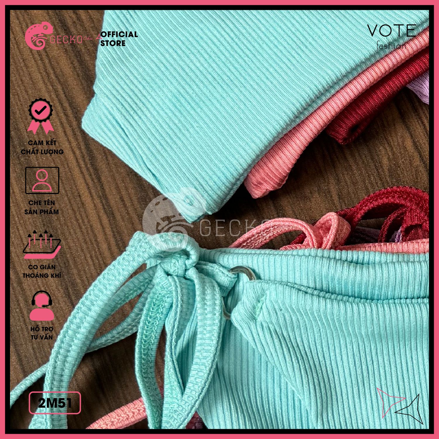  Bikini 2 Mảnh Xốp Tăm Phối Khoen GECKO 2M51 